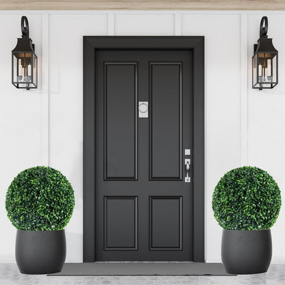 Ogrmar 2 PCS 13.7 inch 2 Layers Artificial Plant Topiary Ball Faux Boxwood Decorative Balls for