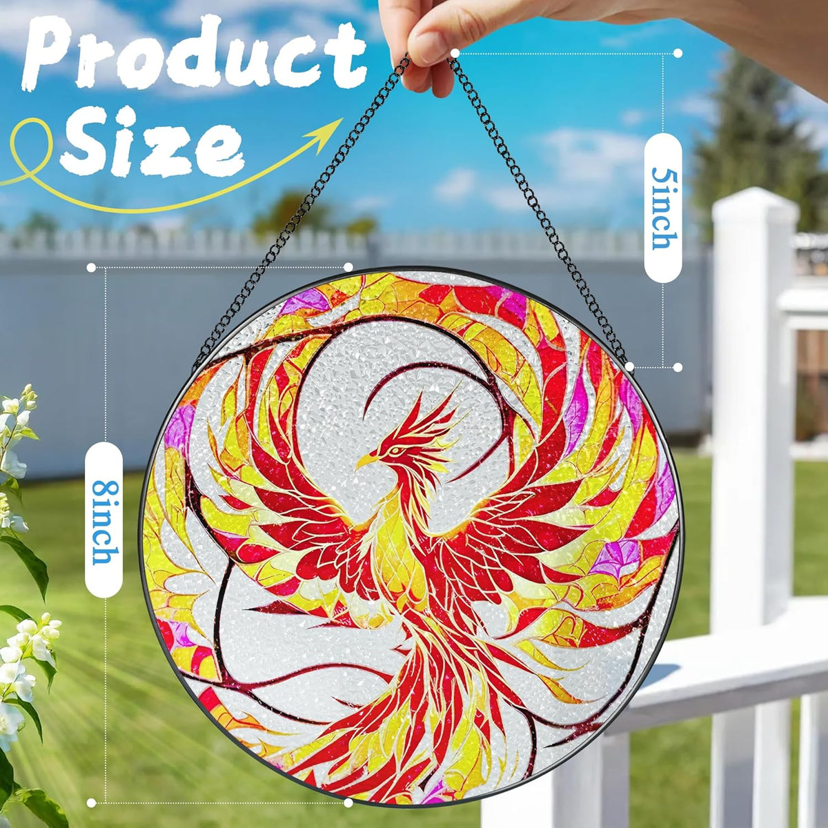 Stained Glass Window Hanging, Stained Glass Suncatcher, Phoenix Sun Catcher, Window Decor, Phoenix