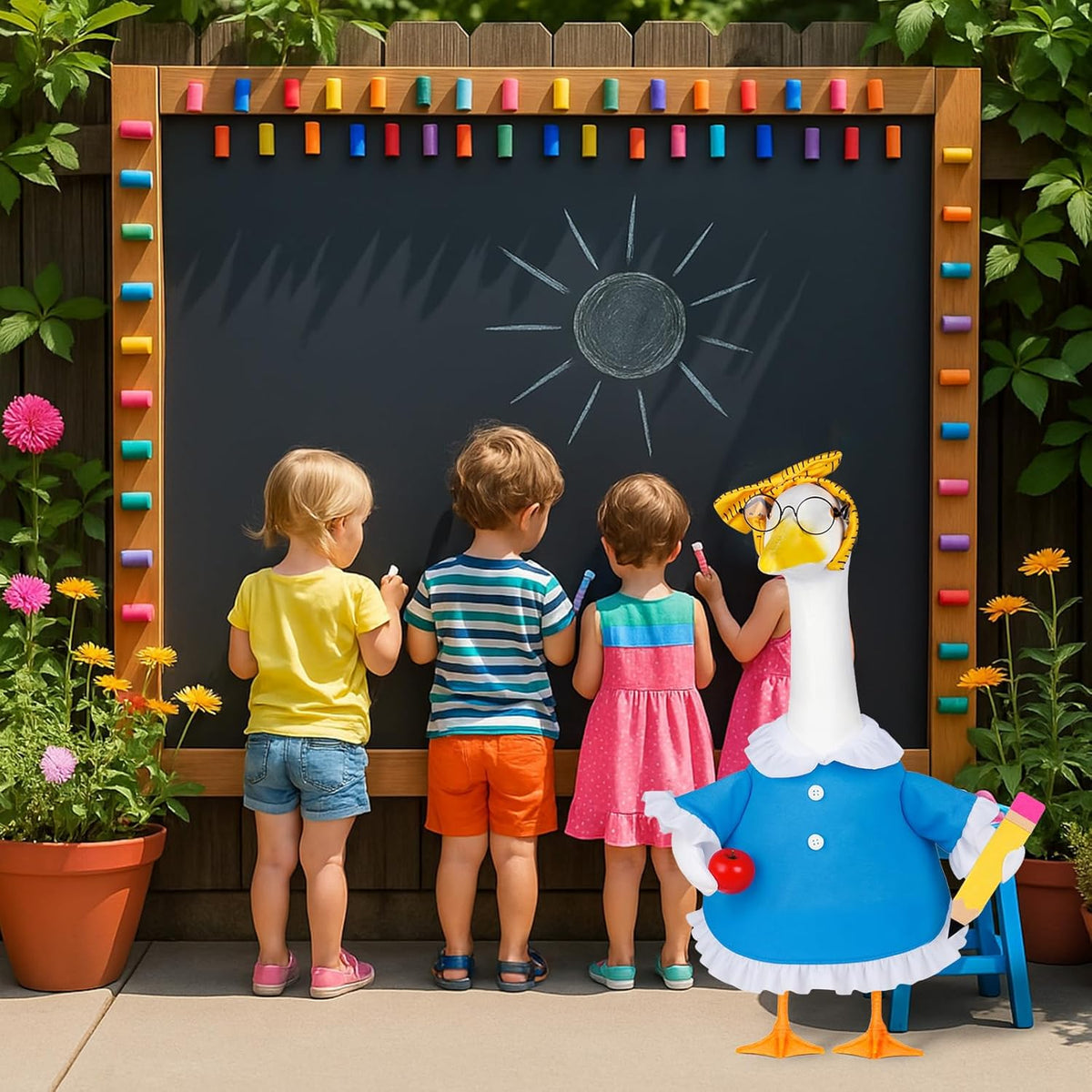 Back to School Porch Goose Outfits 23"/ 17'' Lawn Goose Teacher Clothes Cemment Geese Costume