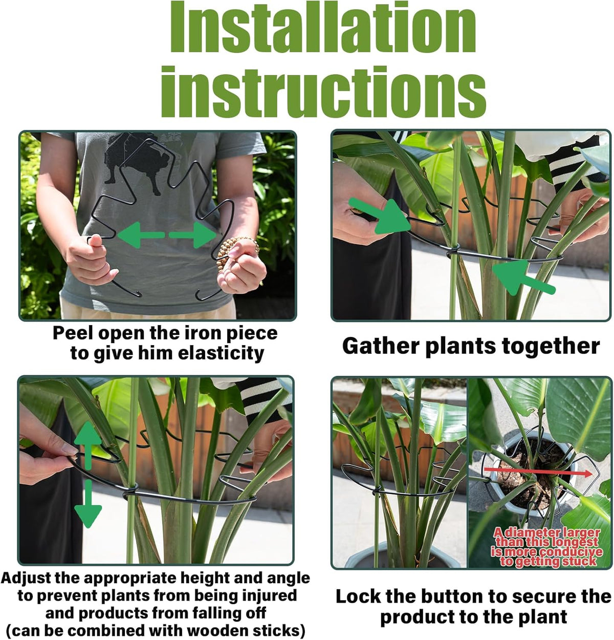 5PCS Black Monstera Plant Stem Support 9x7.6in - Adjustable & Durable Indoor Plant Stake for Cactus
