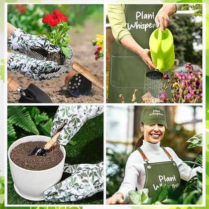 Tarpop Green Garden Tool Set Plant Whisperer Gardening Gifts for Women, 7 Piece Vegetable Planting