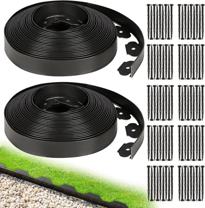1.5 Inch Garden Edging Border 100FT, Plastic Edging for Landscaping with 120pcs Spikes