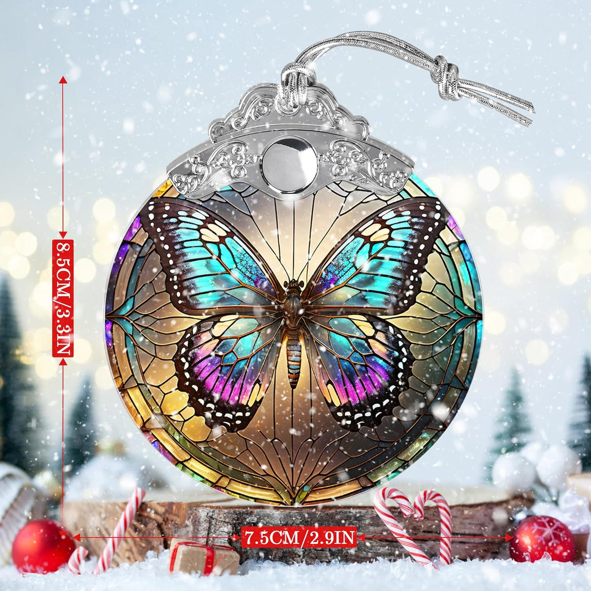 Stained Glass Suncatcher Butterfly Ornament for Christmas, Holidays, Tree Decor, Home Decoration