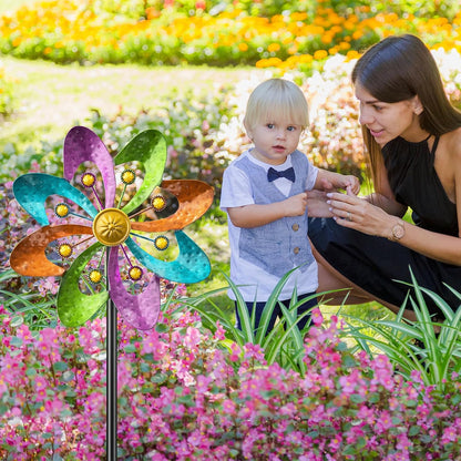 Metal Wind Spinners Outdoor, 360° Wind Sculpture Spinner with Metal Stake, Waterproof Spinners