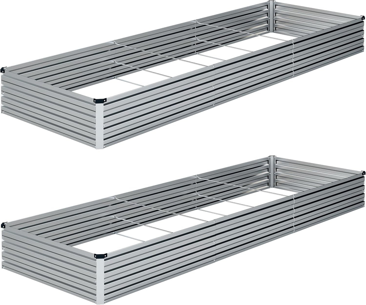 10×3×1FT(2PCS) Galvanized Raised Garden Bed Kit, Metal Planter Boxes，Large Outdoor Planters Garden