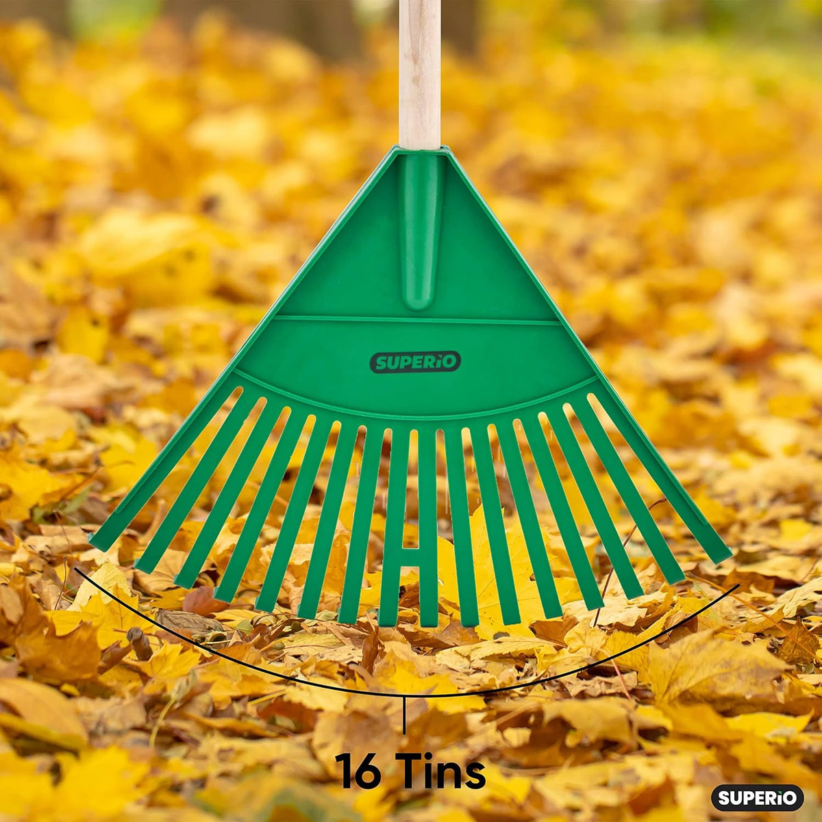 Superio Kids Rake with Hardwood Handle, Gardening and Lawn Care Tools for Kids, Sweep Leaves and