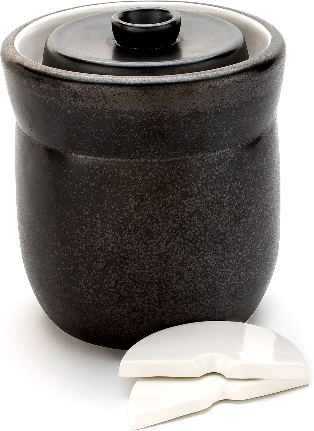 TOMO Fermentation Crock with Weights - Ceramic Sauerkraut Pickling Crock - Stoneware Kombucha