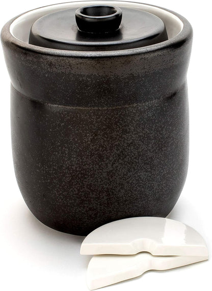 TOMO Fermentation Crock with Weights - Ceramic Sauerkraut Pickling Crock - Stoneware Kombucha