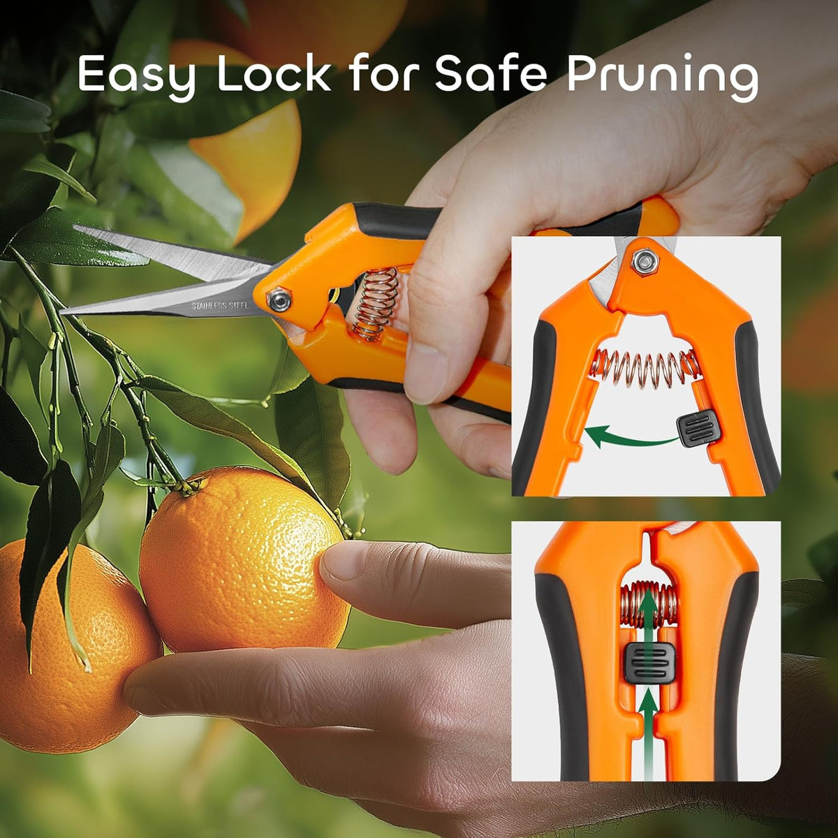 GROWNEER 6 Packs Pruning Shears Gardening Hand Pruning Snips with Straight Stainless Steel