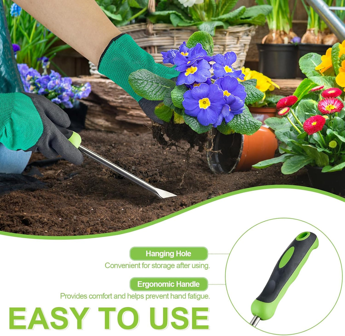 Professional Weed Control Tool -13 Inch V-Shaped Anti-Skid Shovel, Stainless Steel Gardening Manual