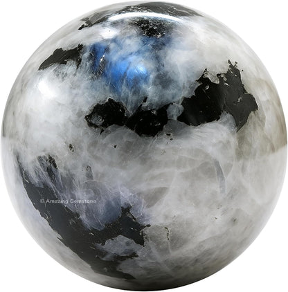 Amazing Gemstone Rainbow Moonstone Crystal Ball with Stand - 2 Inches Crystal Sphere Meditation