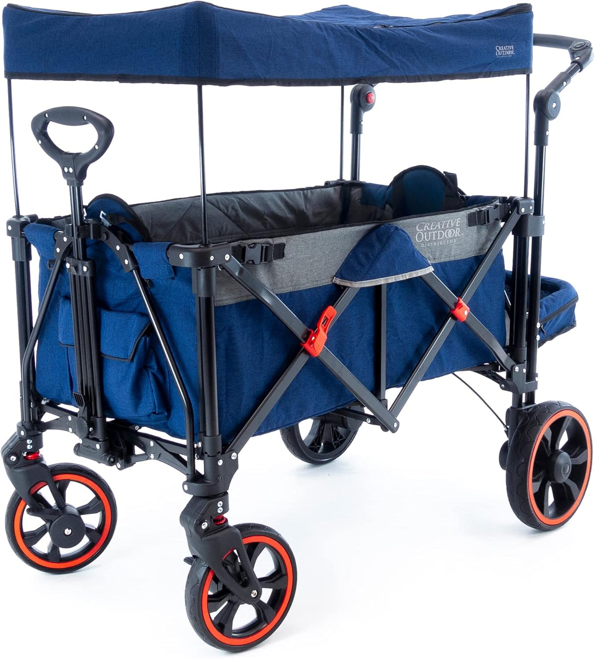 Creative Outdoor Push Pull All-Terrain Collapsible Folding Stroller Wagon for Kids, 150lbs Weight