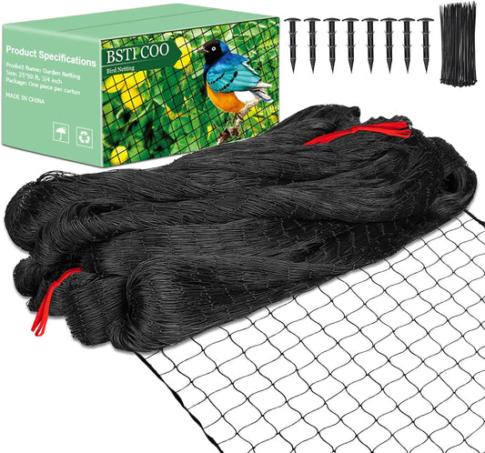 Bird Net 25'x50' Bird Netting for Chicken Coop Roof, Nylon 3/4" Mesh Poultry Netting Garden