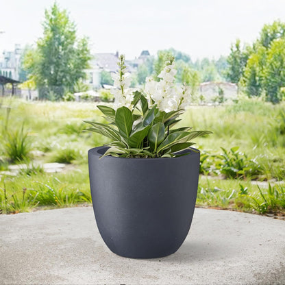 Kante 14 Inch Dia Round Concrete Planter, Indoor Outdoor Large Plant Pot with Drainage Hole and