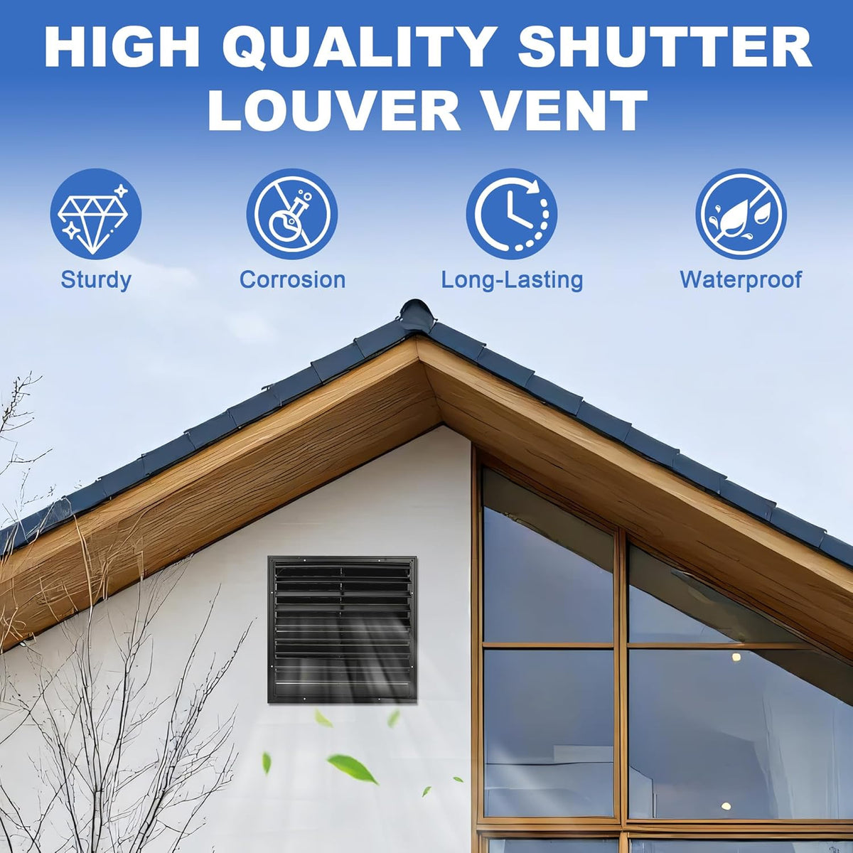 18 Inch Automatic Gravity Shutter Louver Vent, Aluminum Exhaust Shutters Louver for Windows