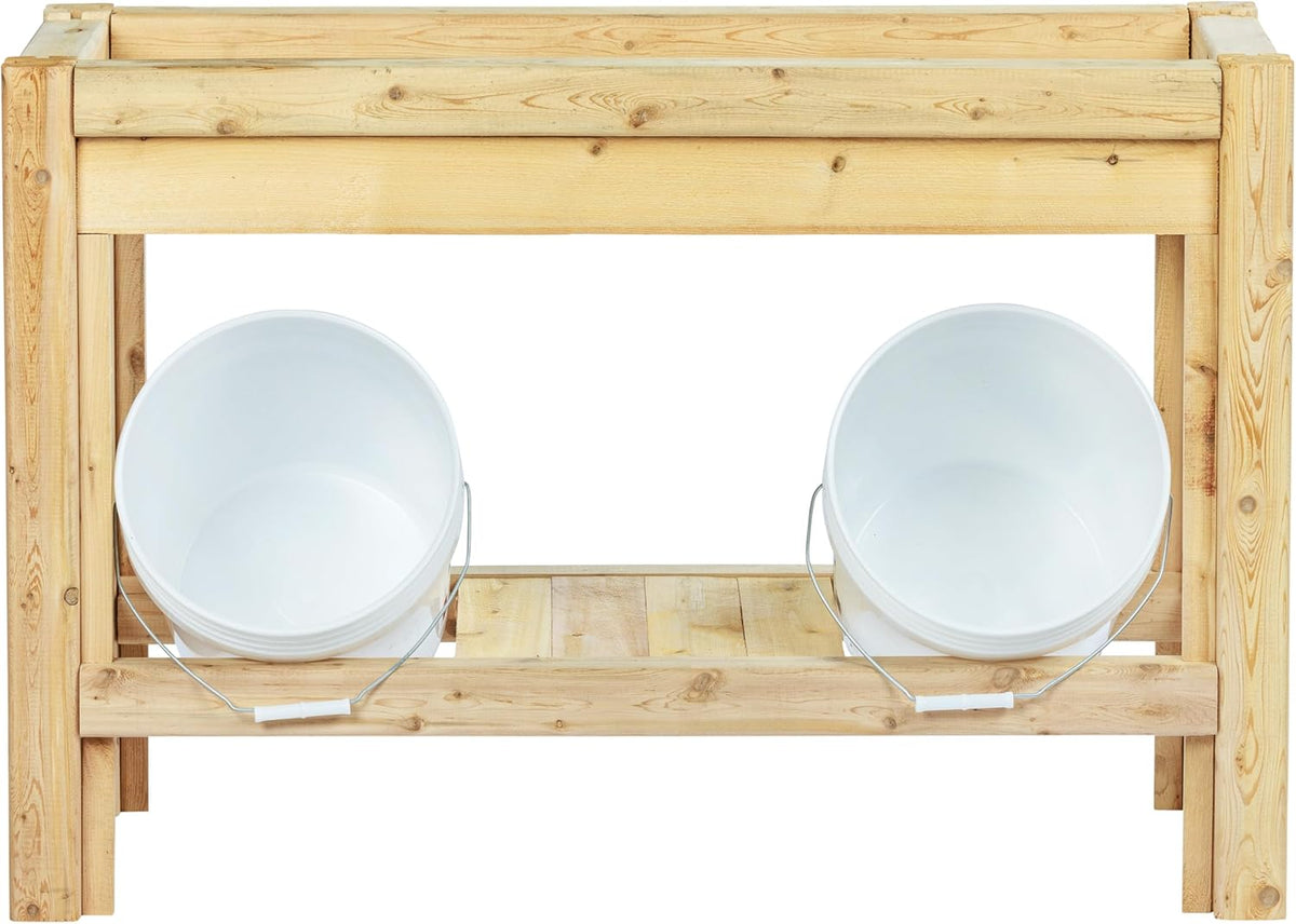 Greenes Fence Three Bucket Cedar Storage with Shelf, 44 in. x 16 in. x 30 in. - Made in USA with