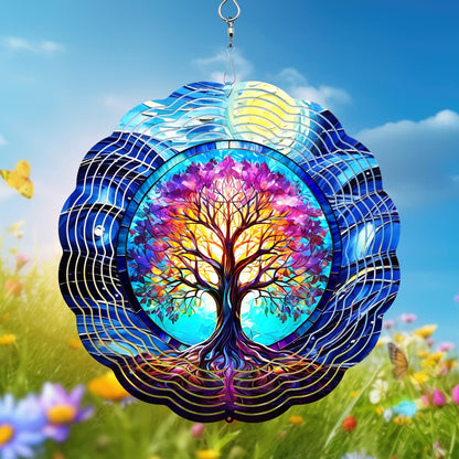 Tree of Life Wind Spinner, 3D Hanging Stainless Steel Garden Spinner, Wind Spinner Hanging for