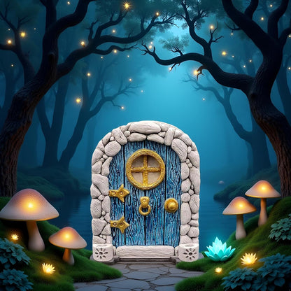 Blue Streak Archway Mini Fairy Garden Door for Tree, 3D Miniature Fairy Door for Fairytale Tiny