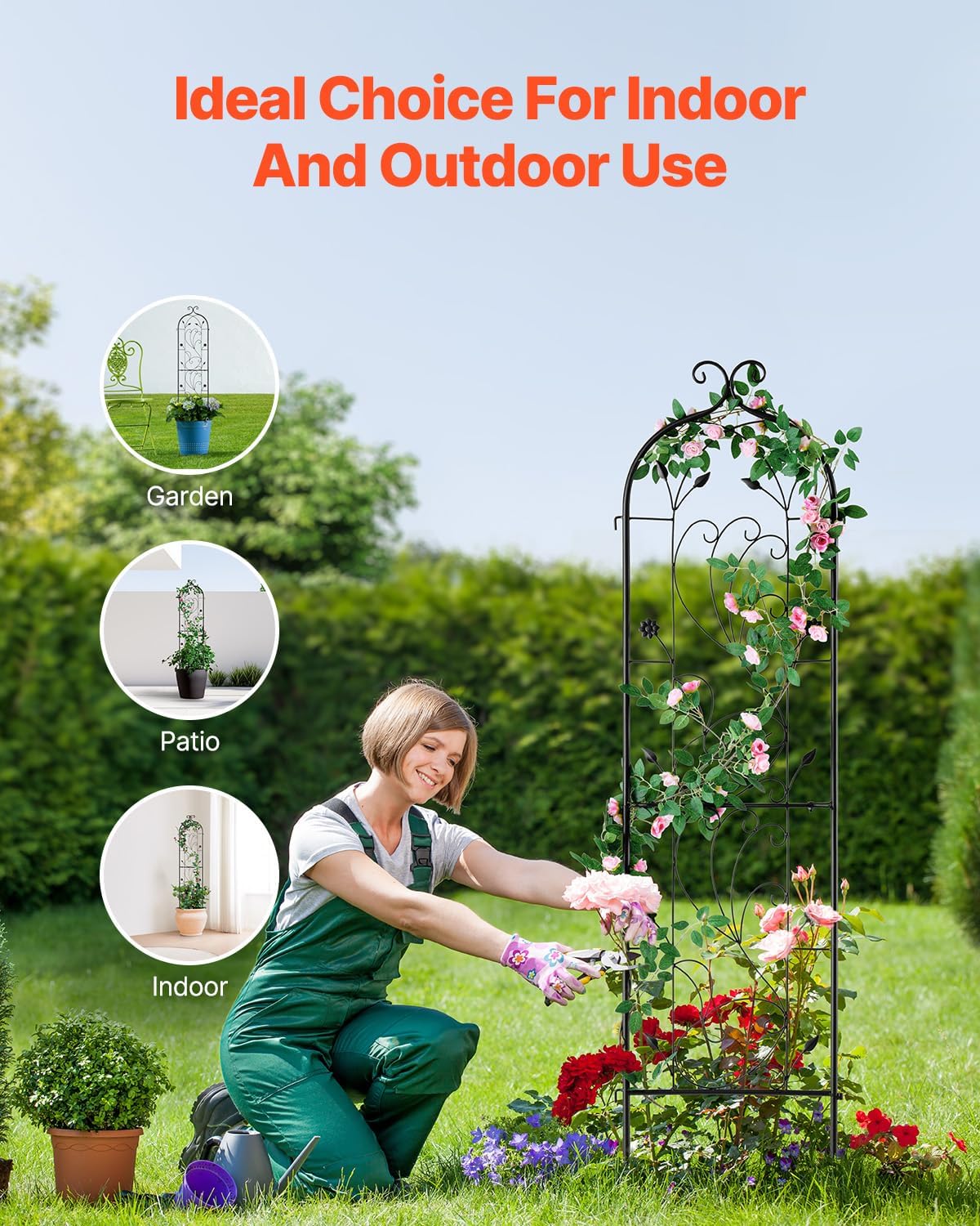 VEVOR 60 x 15 in, Rustproof Metal Garden Flower Trellis, Outdoor Climbing Rose & Cucumber Support