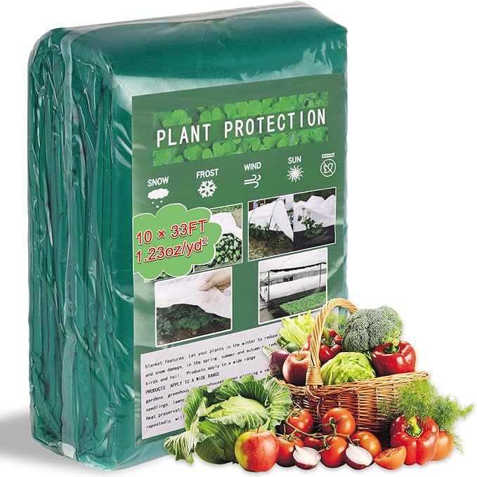 Plant Covers Freeze Protection 10FT x 33FT,Reusable Garden Fabric Floating Row Cover for