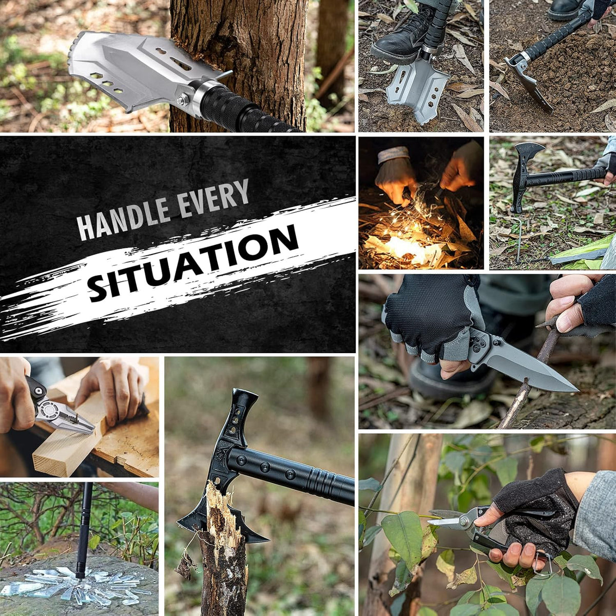 Camping Shovel Axe Outdoor Survival Shovel Set with High Carbon Steel Camping Gear for Men Outdoor