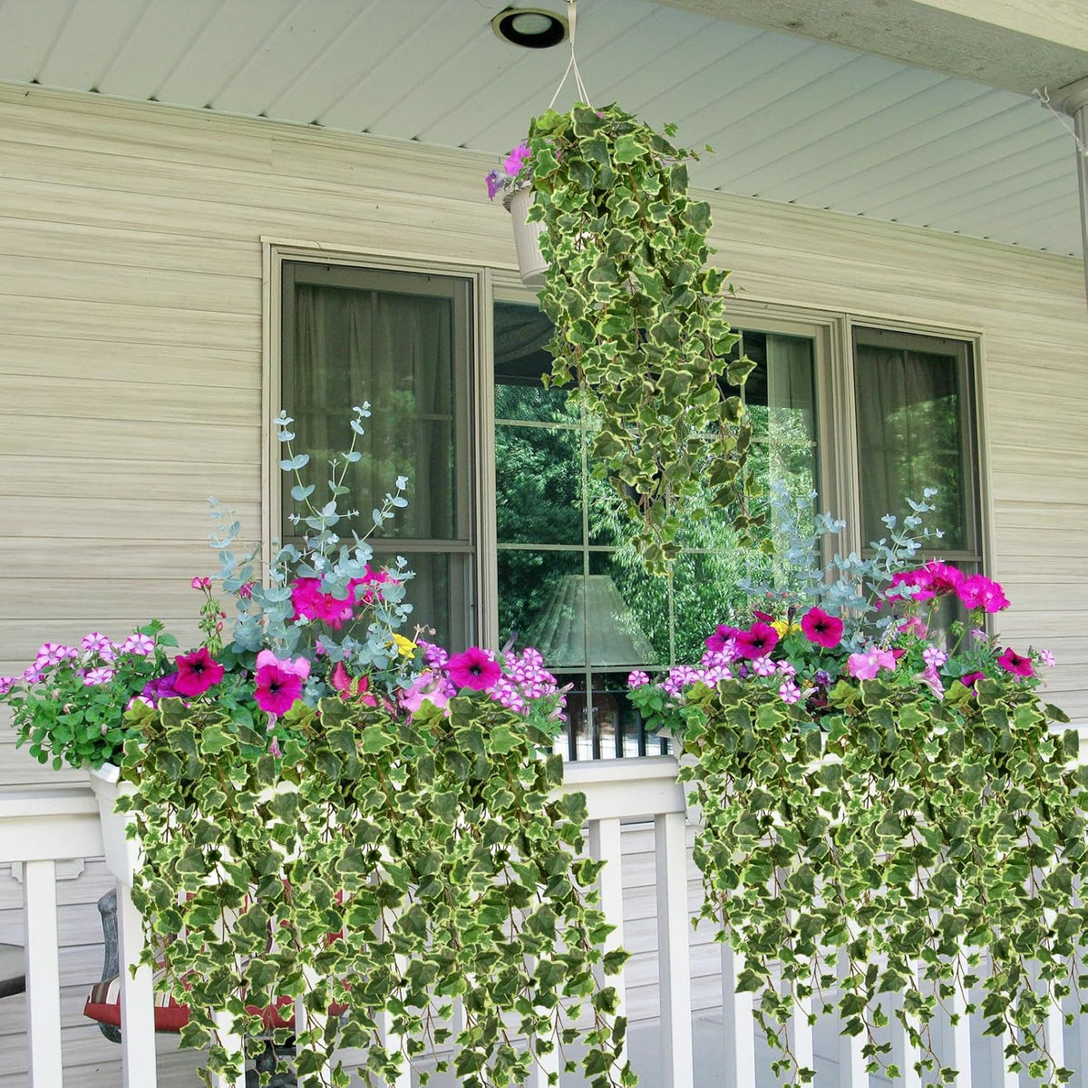 Hollyone Artificial Hanging Plants 35.4" Fake Ivy Vine Faux Ivy Leaves Fire and UV Resistant