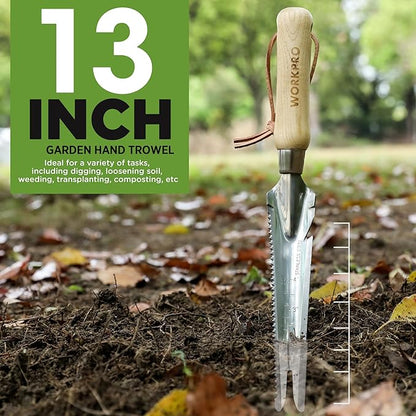 WORKPRO Hand Weeder Puller, 5-in-1 Stainless Steel Garden Trowel with Wooden Handle,Gardening