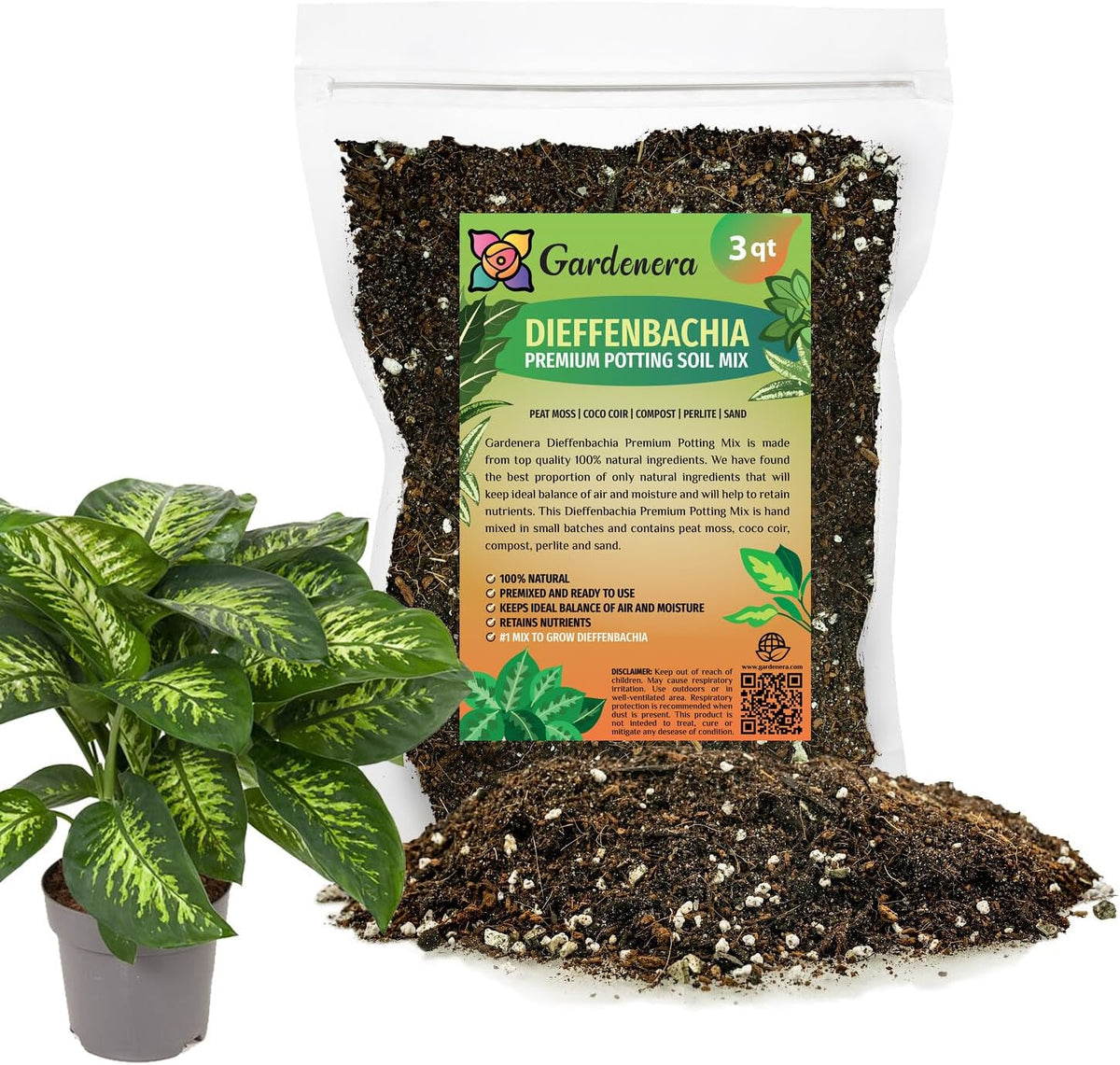 Gardenera Premium Dumb Cane Potting Soil Mix - Ideal Blend for Growing Robust and Healthy Dumb Cane