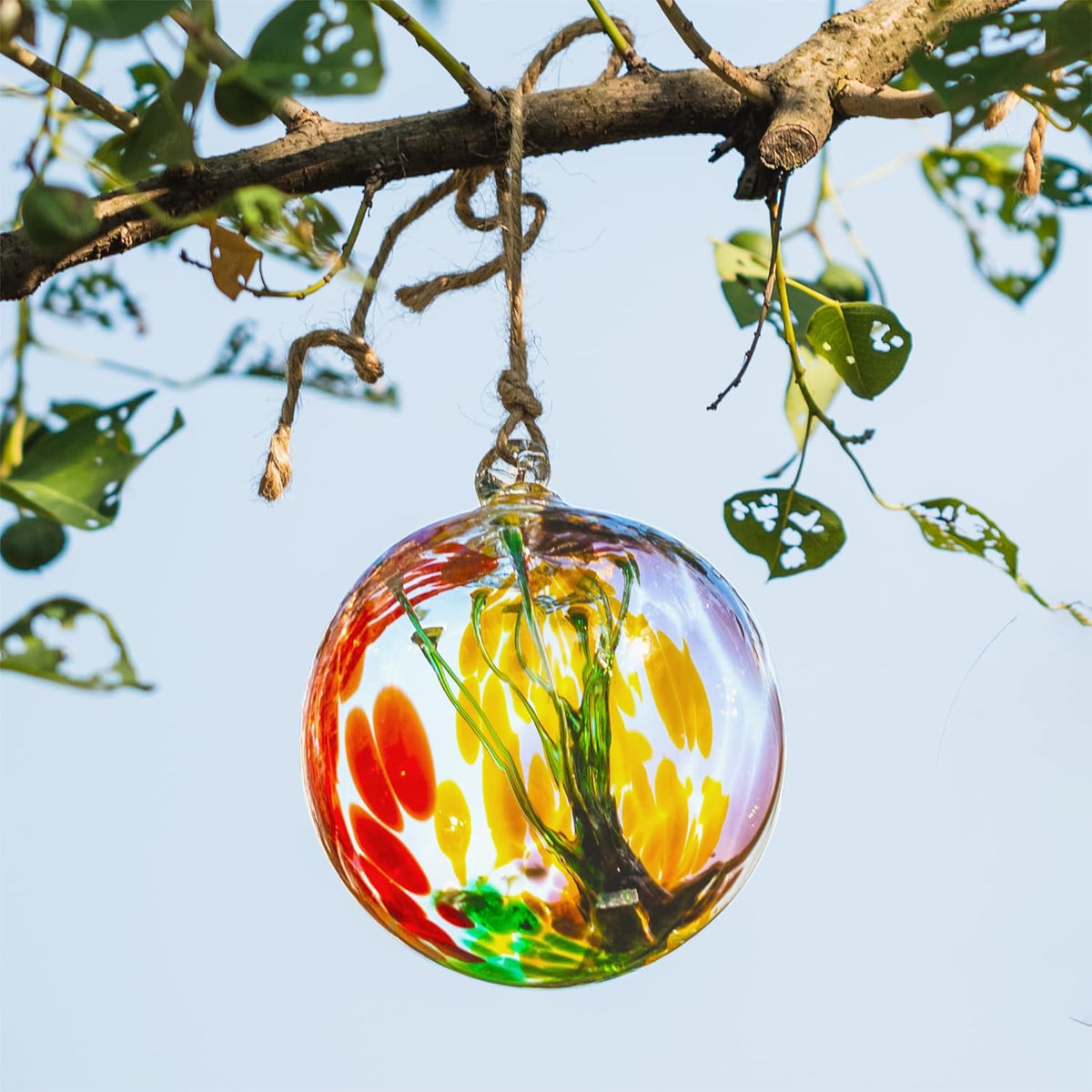4” Tree of Life Witch Balls, Gazing Balls Hanging Friendship Balls, Hand-Blown Glass Christmas