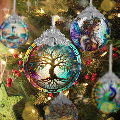 Tree of Life Suncatcher - Stained Glass Window Hanging, Christmas Ornament, Home Decor for Holidays