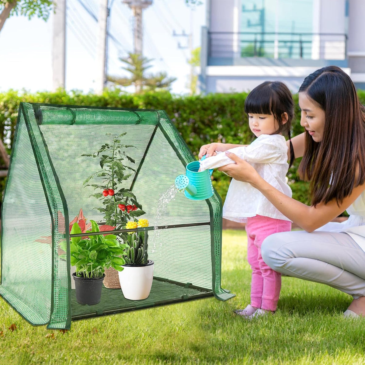 U'Artlines Portable Mini Greenhouse Small Green House with Waterproof Pad 36x36x42 Inch Plant Cover