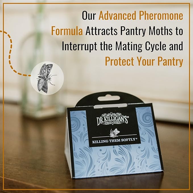 Dr. Killigan's Premium Double Potent Pantry Moth Traps with Pheromones Prime, Sticky Indian Meal