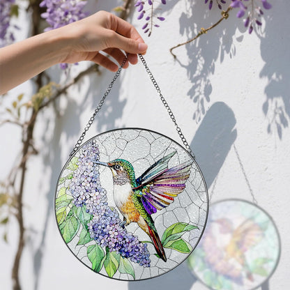 Stained Glass Window Hanging, 8 Inch Hummingbird Sun Catchers, Stained Glass Suncatcher, Window