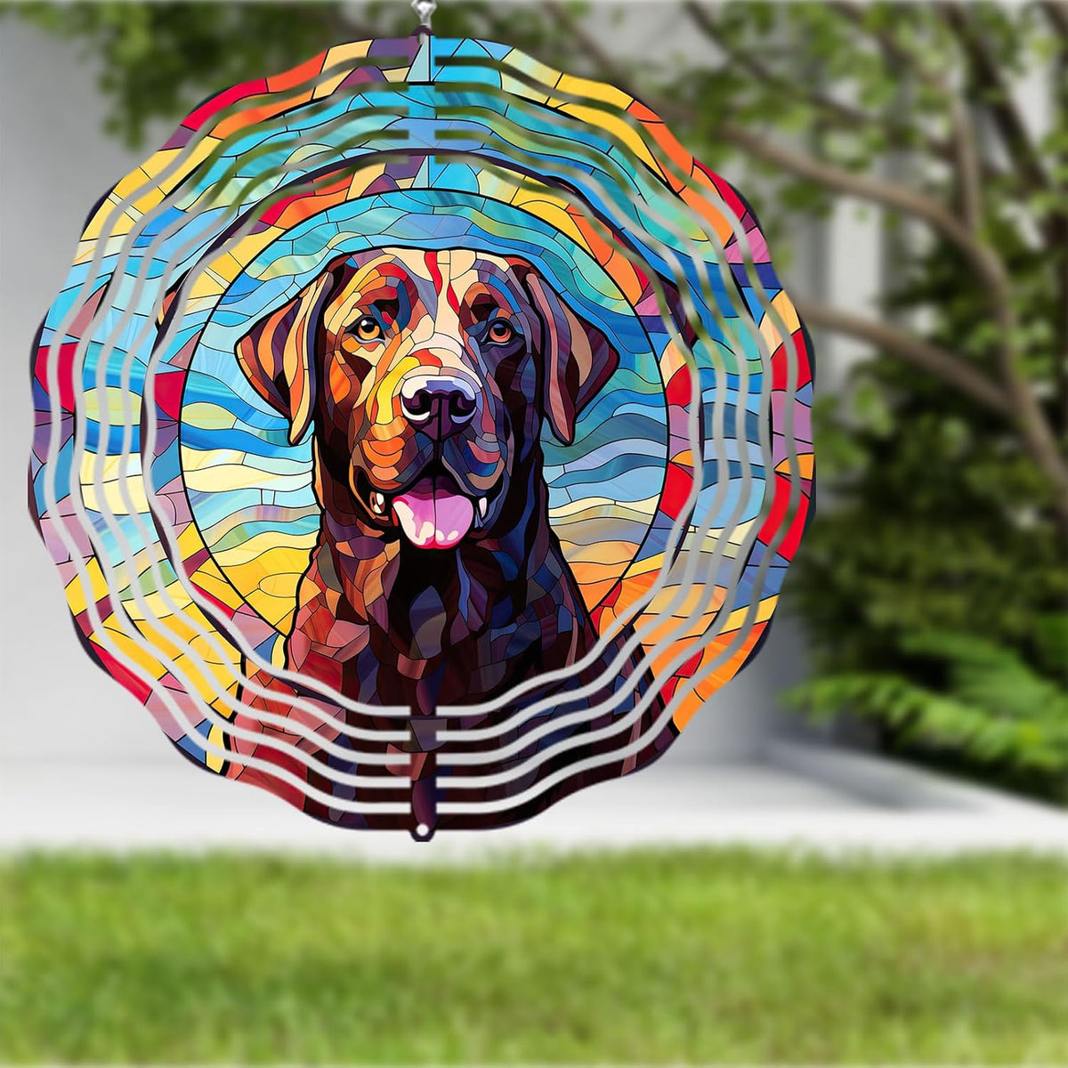 Labrador Retriever Wind Spinner Pet Dog Memorial Gifts 3D Metal Kinetic Hanging Wind Sculpture