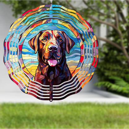 Labrador Retriever Wind Spinner Pet Dog Memorial Gifts 3D Metal Kinetic Hanging Wind Sculpture