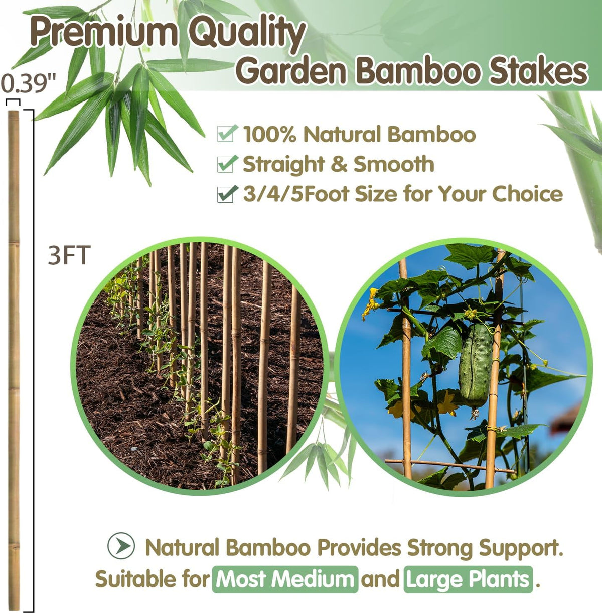 Bamboo Stakes,3FT Natural Bamboo Garden Stakes,BOVITRO 25Pcs Plant Stakes,Bamboo Sticks for