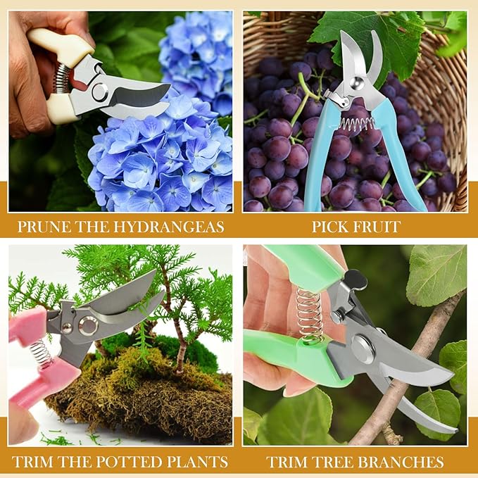 Amylove 24 Pcs Garden Flower Shears Pruning Scissors Heavy Duty Plant Scissors Garden Clippers Hand
