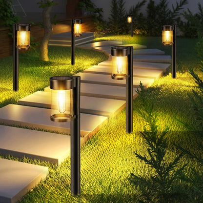Mancra Solar Pathway Lights Outdoor, 10 Pack Metal & Glass Solar Lights Outdoor Waterproof