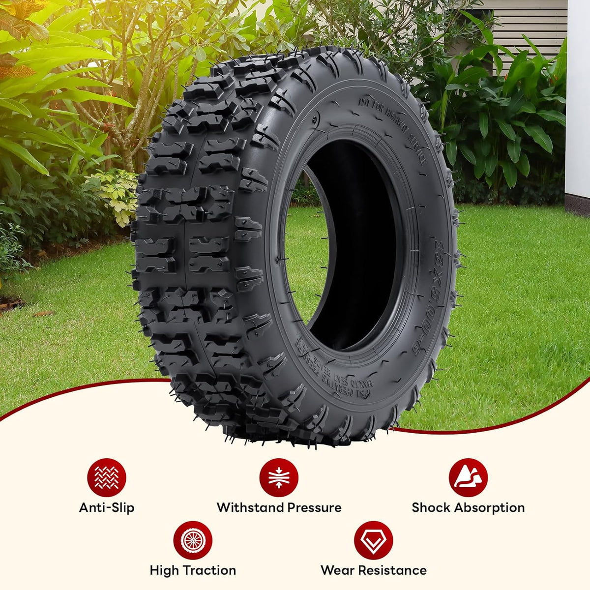 2 PCS13x5.00-6 Tires and 13X5.0-6(5.0/4.0-6) Inner Tubes for 4 Wheelers ATV,Quad Lawn, Mower
