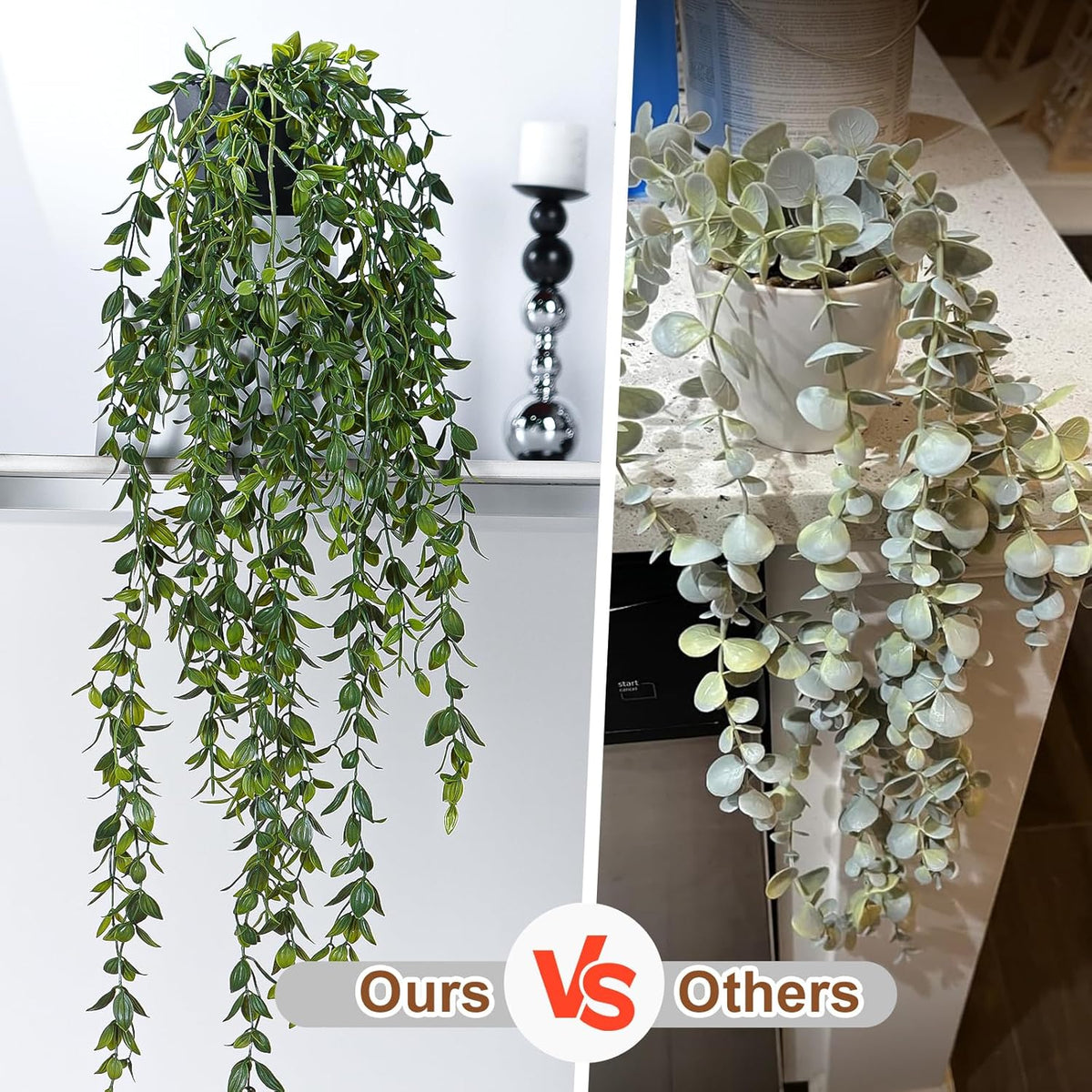 Artificial Hanging Plant 2 Pcs Faux Plant Ivy Vine Faux Eucalyptus Vines Fake Potted Greenery for