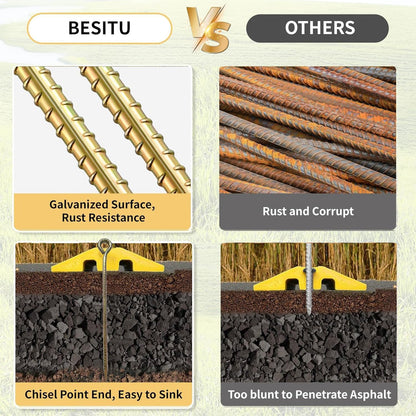 16 Inch Rebar Stakes ，Metal Stake Ground，Ground Anchor,Heavy DutyTent Stakes ，Baking Paint Metal