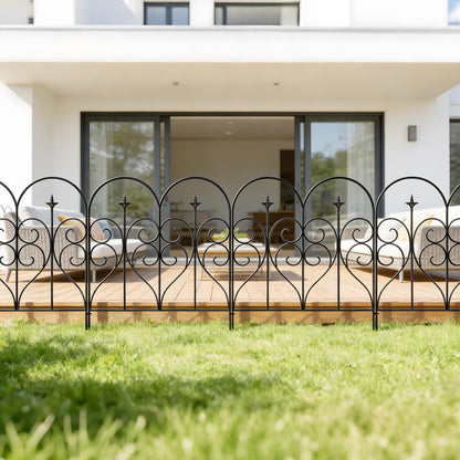 Thealyn Garden Fence 32" H x 10ft (5 Panels), No Digging Heavy Duty Metal Fence Panels, Rustproof