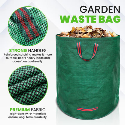 Gardenpal 3 Pack 72 Gallon Reusable Yard Waste Bag, Heavy Duty, Upright Lawn Bags with 4 Reinforced