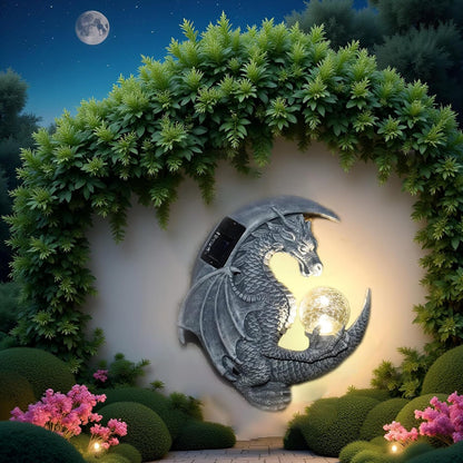 Dragon Tree Hugger Solar Magic Orb Garden Statue Dragon Solar LED Lights Decor Sun Moom for Your