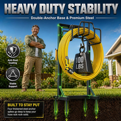Skycarper Garden Hose Reel Holder Detachable Metal Water Hose Hanger Organizer Heavy Duty Free