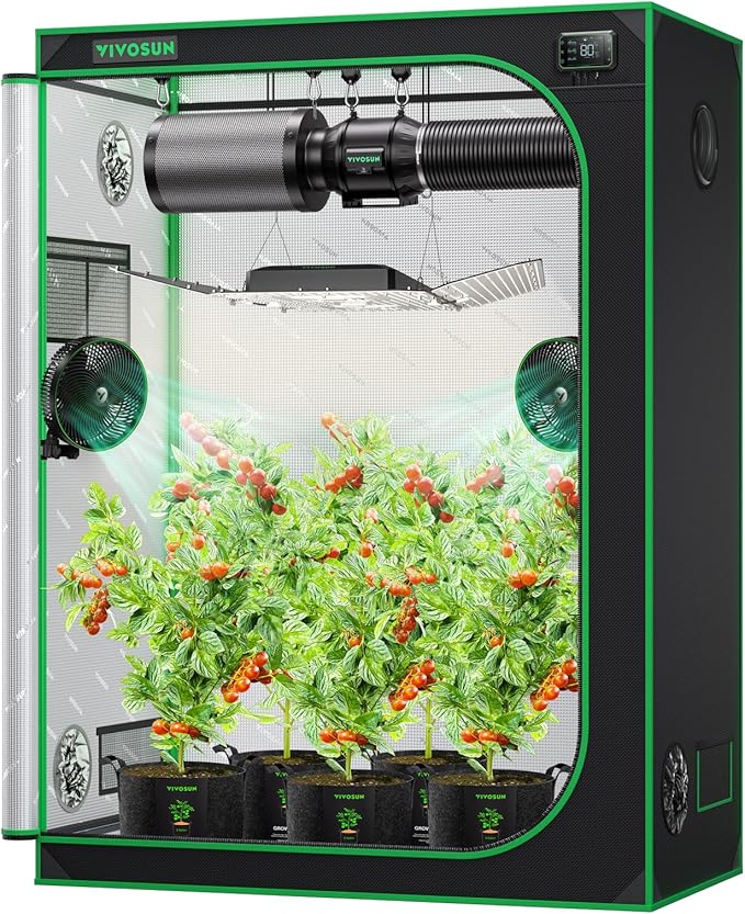 VIVOSUN S538 5x2 Grow Tent, 60"x32"x80" High Reflective Mylar with Observation Window and Floor