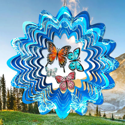 Goolyrusim Wind Spinner Outdoor, Butterfly Wind Spinner, 12in Laser Cut Stainless Steel Hanging