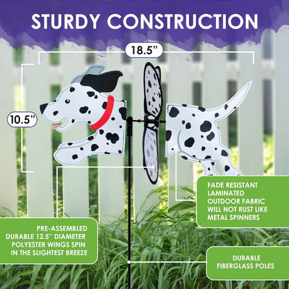 Premier Kites Petite Spinner Dalmation – Whimsical Wind Spinner for Yard & Garden, Durable