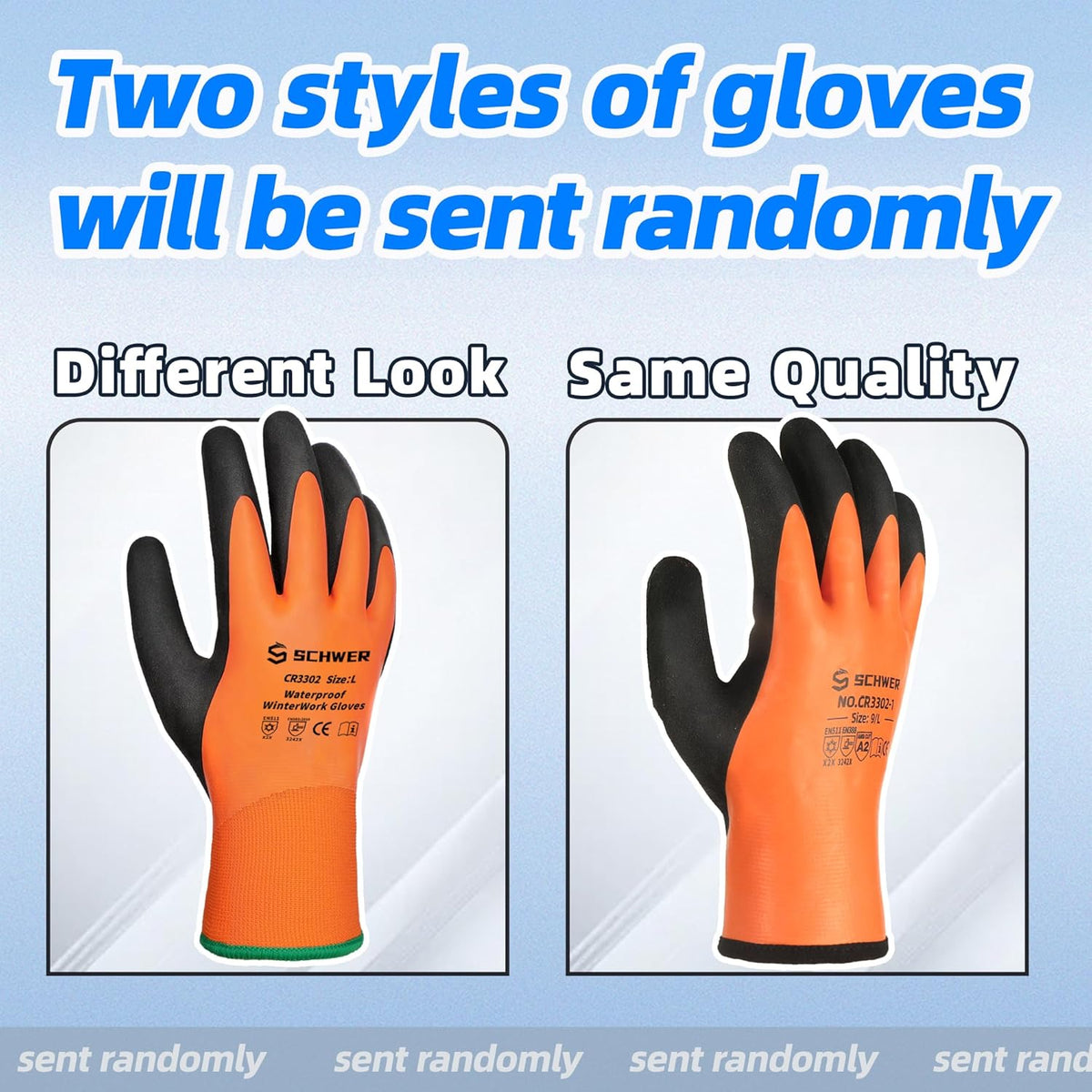 Schwer 100 Pairs Waterproof Winter Work Gloves, ANSI A2 Cut Resistant Freezer Gloves for Outdoor