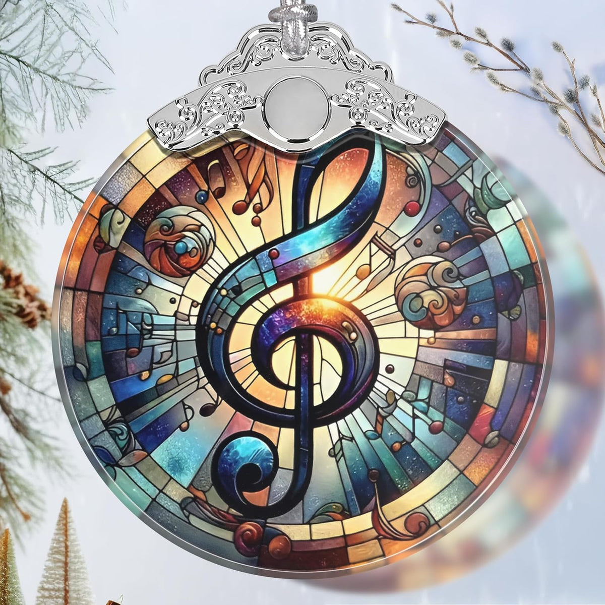 Musical Note Stained Glass Orament - Christmas Ornament - Christmas Decorations for Tree - Holiday